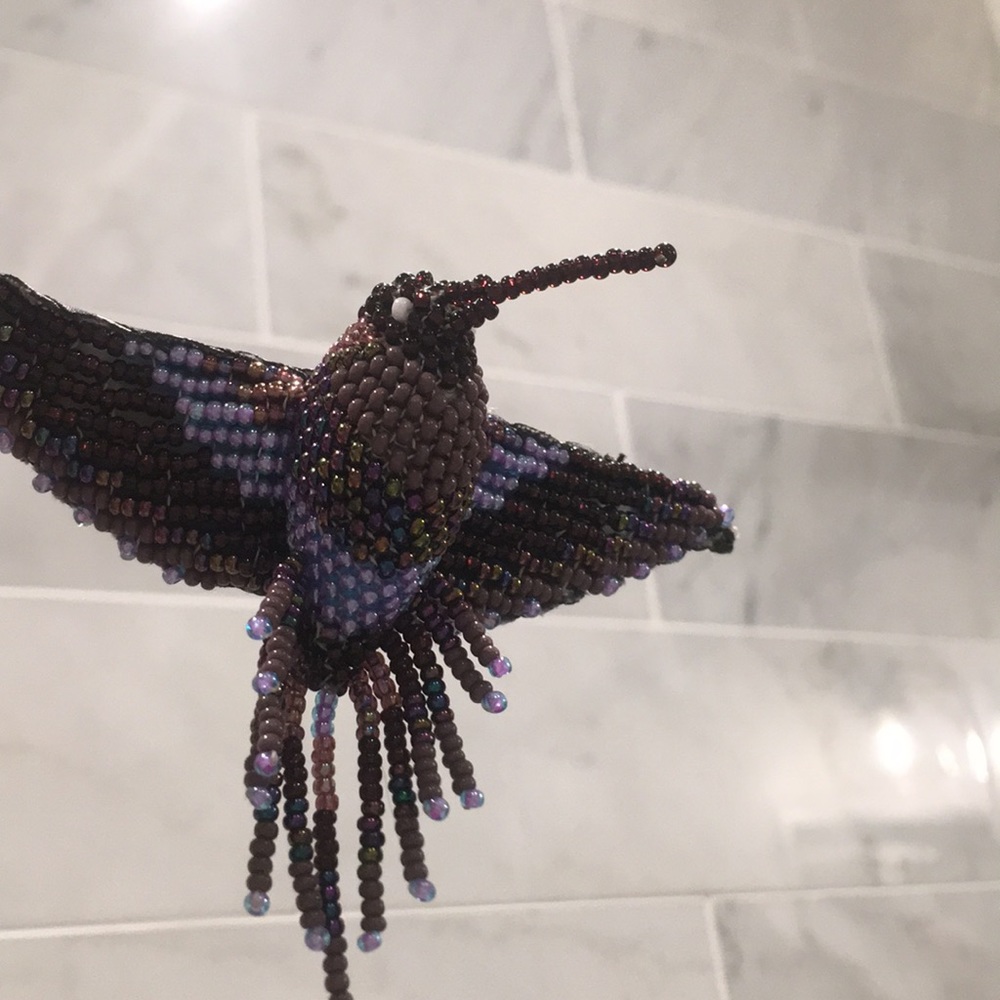 Vintage beaded hummingbird hair clip